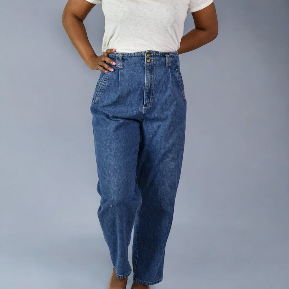 Vintage Gloria Vanderbilt Jean Blue Baggy High Rise Pleat Barrel Tapered Size 10